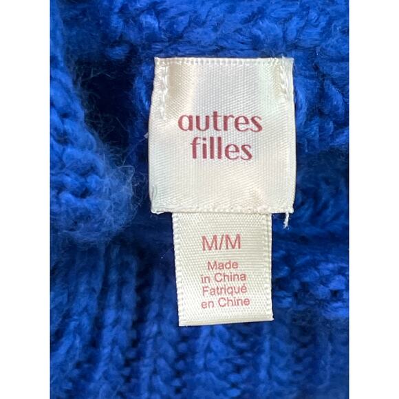 Autres Filles Chunky Knit Turtleneck Sweater Blue Acrylic Ribbed Women’s Size M - Picture 2 of 9